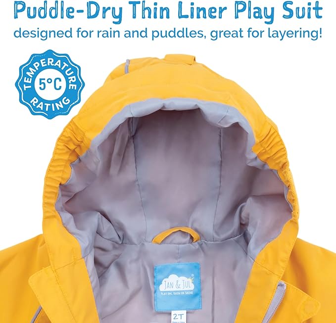 JAN & JUL Waterproof Rain Suit, Windproof Coveralls for Toddlers and Kids