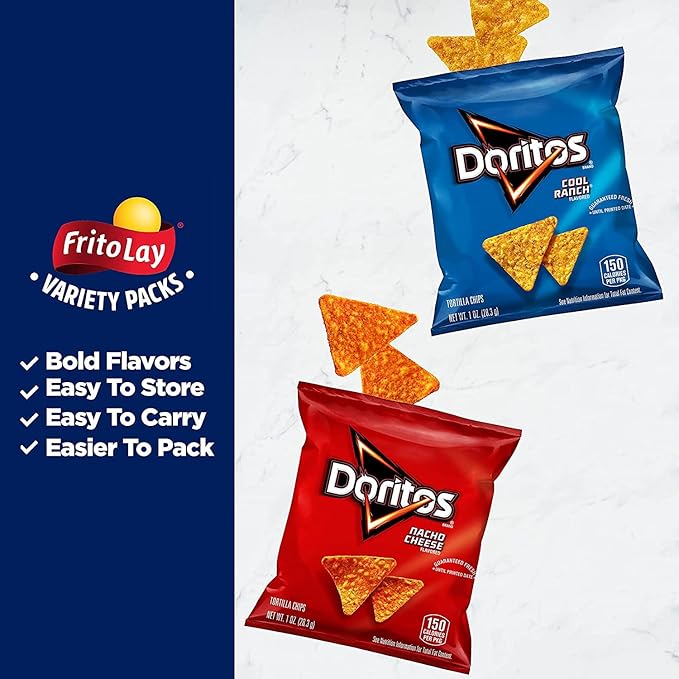 Frito Lay Ruffles and Doritos Bold Variety Pack, 1 Ounce (Pack of 40)
