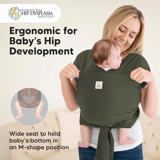 KeaBabies Baby Wrap Carrier Ring Sling - Easy to Wear, Adjustable D-Lite Baby Carrier Newborn to Toddler, Infant Carrying Shirt, Hands Free Bonding, Breathable Fabric Wearing Wrap (Forest)