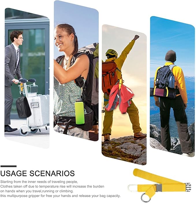 Elastic Jacket Gripper with D-Ring Hook and Buckle, ZINZ D-Ring Hook Baggage Suitcase Straps Belts Travel Accessories, Makes Your Hands Free