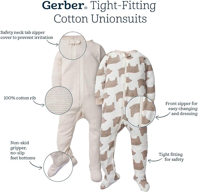 Gerber Baby Girls' 2-Pack Footed Pajamas