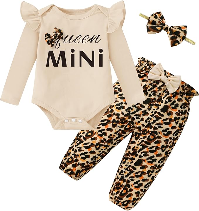 Baby Girl Clothes Newborn Infant Cotton Ruffle Romper+ Floral Pants + Headband Sets Fall Winter Outfits