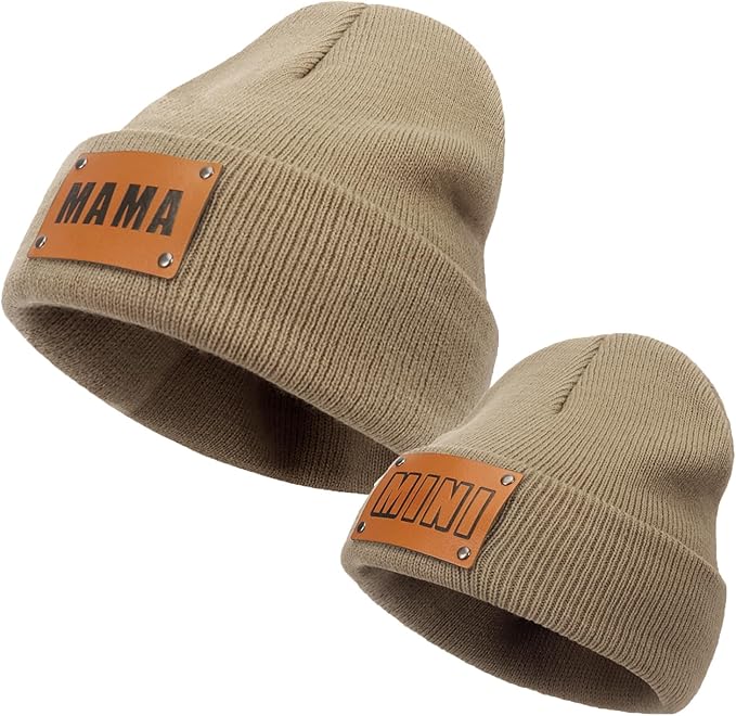 Parent-Child Beanie Hat,Mother & Baby Daughter/Son Winter Warm Knit Hat,Kids Soft Beanie Cap
