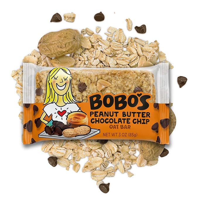 Bobo's Oatmeal Bars, Peanut Butter Chocolate Chip, Gluten Free Vegan Whole Grain Oat Bars, Pack of 12