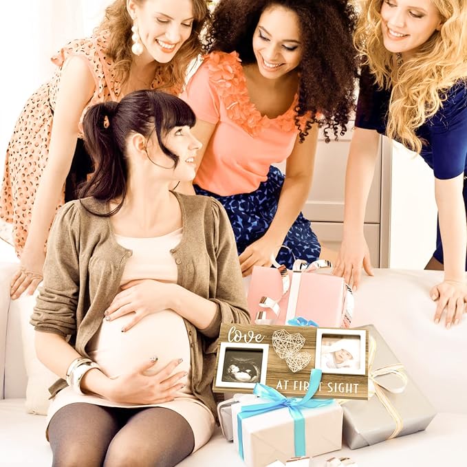 Baby Sonogram Picture Frame for 3" x 3" Ultrasound Photo - Pregnancy Announcements Ideas - Gender Reveal Baby-Shower Gift - New Mom Expecting Parents to Be Keepsake Gifts - Nursery Décor