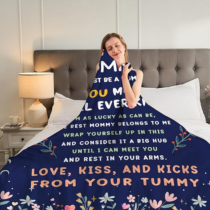 Mom to Be Gifts for Mothers Day, Pregnancy Gifts, First Time Mom Gifts, Promoted to Mom Gifts, Flannel Soft Blankets and Throws for New Mommy 50x60in