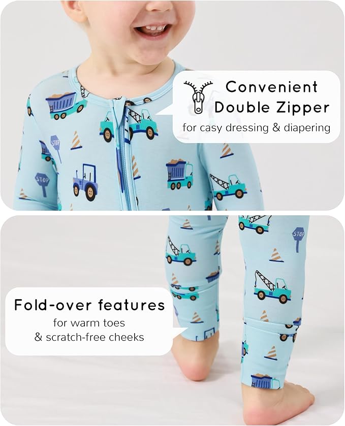Footless Pajamas Baby Boy Girls, Viscose from Bamboo Baby Pajamas, Two Way Zipper Sleepers, Newborn Pjs
