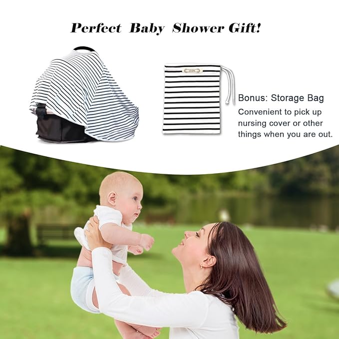 Baby Nursing Cover & Nursing Poncho - Multi Use Cover for Baby Car Seat Canopy, Shopping Cart Cover, Stroller Cover, 360° Full Privacy Breastfeeding Coverage, Baby Shower Gifts for Boy&Girl