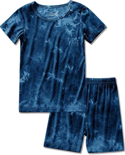 Jimonda Baby/Toddler Soft Sleepwear Short sleeve Kids Cool Pajama Outdoor 2-Piece Shirt&Shorts Casual sets Tie Dye PJ