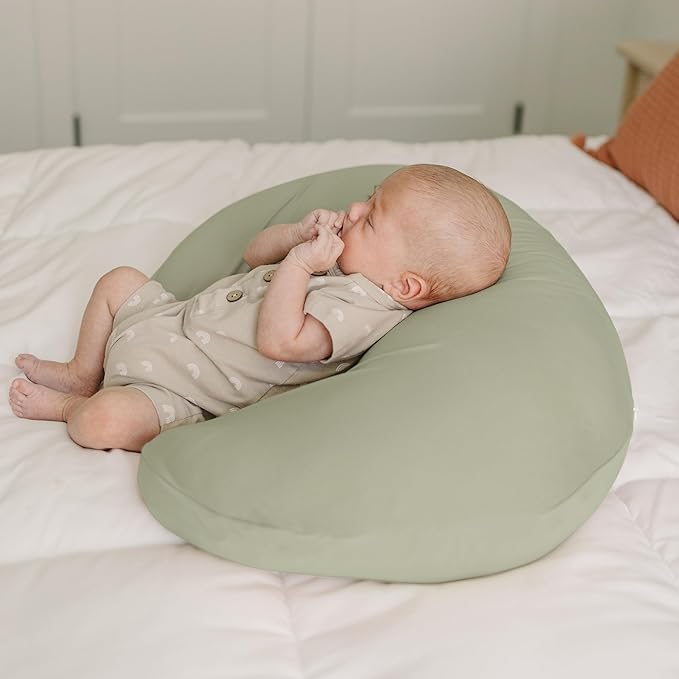 Konssy 2 Pack Nursing Pillow Covers, Stretchy and Soft Nursing Cover for Breastfeeding, Pillow Slipcover for Baby Girls and Boys Newborn (Fog Green, Rabbit)