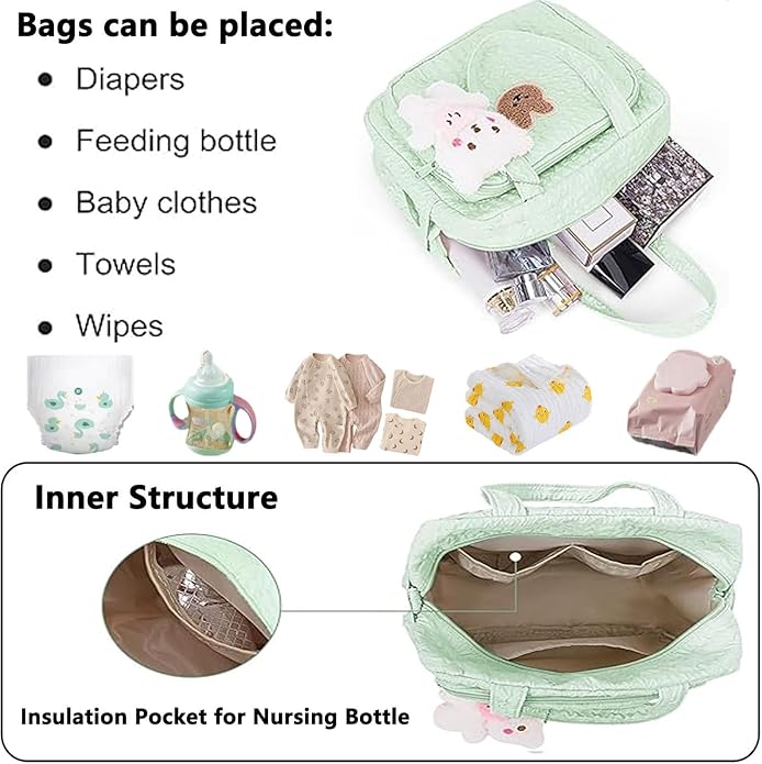 Baby Diaper Bag Tote, Cute Small Crossbody Nappy Mommy Bag, Lightweight Travel & Hospital Multifunction Storage Tote