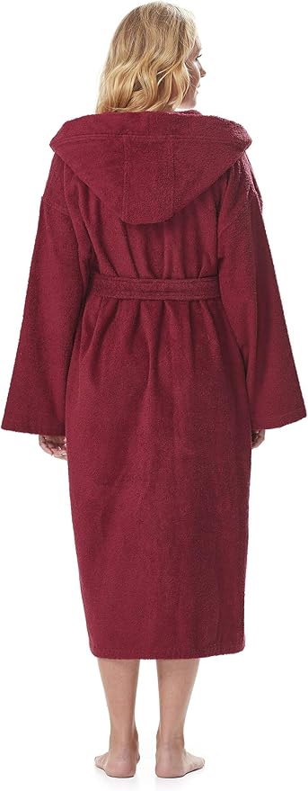 Arus Women's Hooded Classic Bathrobe Turkish Cotton Robe with Full Length Options