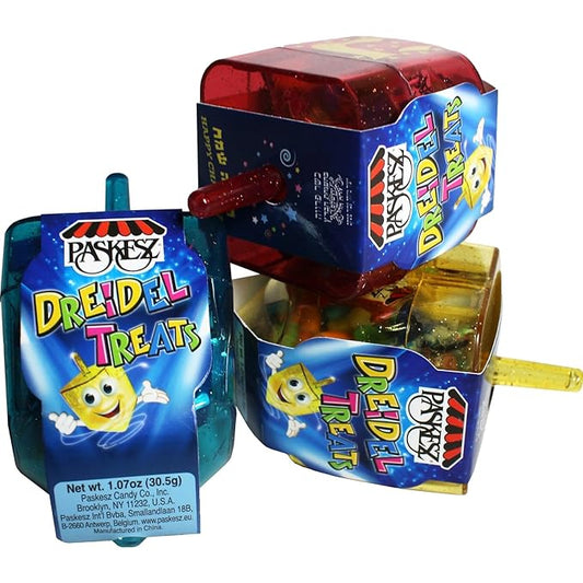 DOUzzle Hanukkah Candy Dreidels for Kids, Driedel Filled with Treats (Pack of 3) Hanukah Party Favors, Happy Chanuka Sweet Treat & Gifts - Kosher Parve