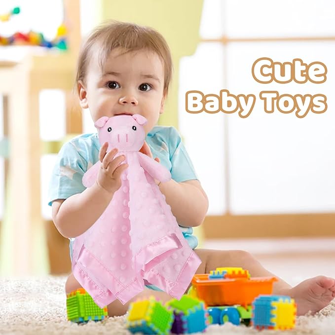 Pro Goleem Pig Loveys for Babies, Soft Security Blanket Baby Snuggle Toy Newborn Stuffed Animals Baby Gifts for Boys and Girls, 16 Inch