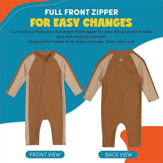 SwimZip Boys' Long-Sleeve UPF 50+ Swimsuit for Baby, Toddler, & Little Boys