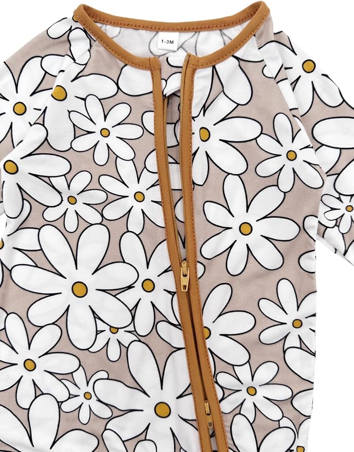 Bow Dream Bamboo Rayon Baby Boy Romper Footed Long Sleeve Footies Newborn Girl Clothes Footless with Zipper and Mitten Cuffs