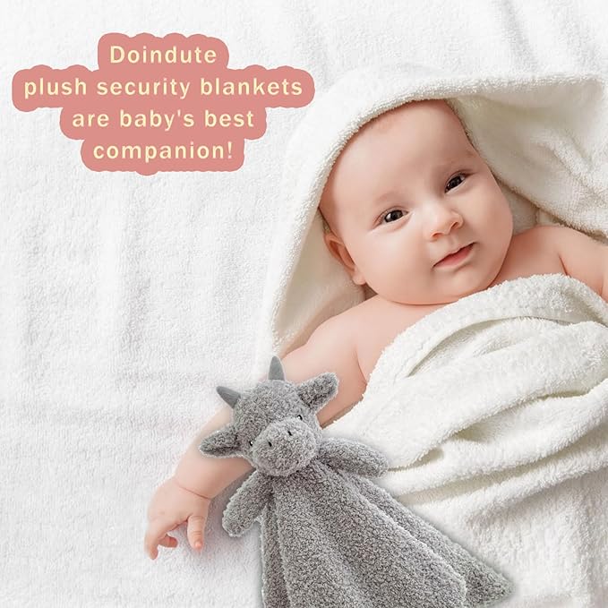 Baby Gray Dragon Soft Stuffed Animal Security Blanket, Plush Dinosaur Character Lovey Blanket, Baby Shower/Nursery Gift, Newborn Infant Toddler Snuggle Blankie for Boys Girls, 14 Inches