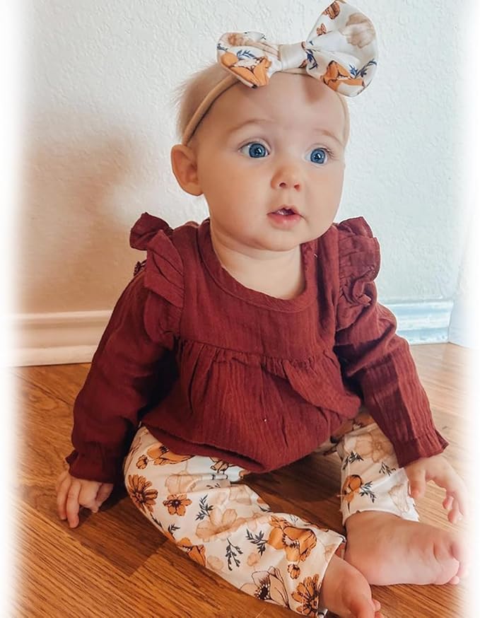 HINTINA Infant Baby Girl Long Sleeve Fall Winter Outfits With Headband