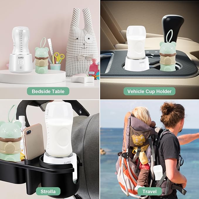 Portable Bottle Warmer, Travel Bottle Warmers for Breastmilk Formula, Rechargeable Baby Milk Warmer On the Go-Fast Bottles Warmer with 5 Adapters, 10000mAh, Smart Temperature Control, Leak-Proof