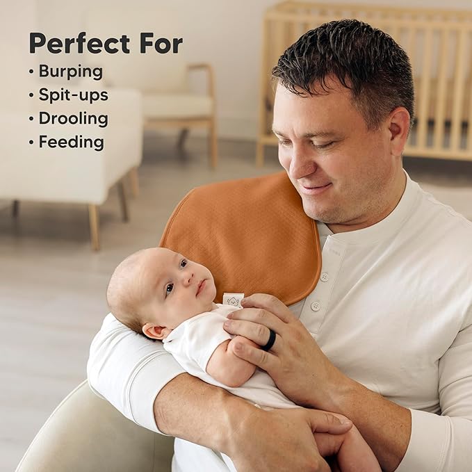 KeaBabies 5-Pack Organic Burp Cloths Baby Girl, Boy - Extra Large, Absorbent Baby Burp Cloths, Soft Burping Cloths for Babies, Newborn Burp Clothes, Cotton Burp Rags,Thick Burp Cloth (Hunter/Quin)