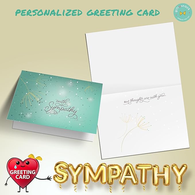 Gift A Snack - Sympathy Snack Box Care Package + Greeting Card (45 Count) Condolence for Loss of Loved One, Dog Pet Cat Memorial Sweet Treats Gift Basket - Cravy Food Assortments & Variety Gifts