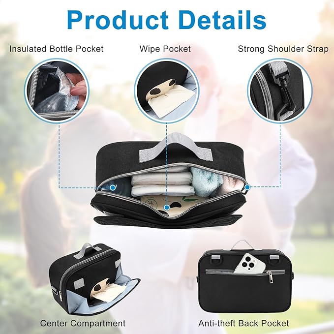 Accmor Stroller Organizer, Universal Stroller Organizer with Insulated Cup Holder Pocket, Dual Purpose Large Capacity Stroller Bag Caddy, Stroller Accessories Fits for Uppababy, Doona, Nuna Strollers