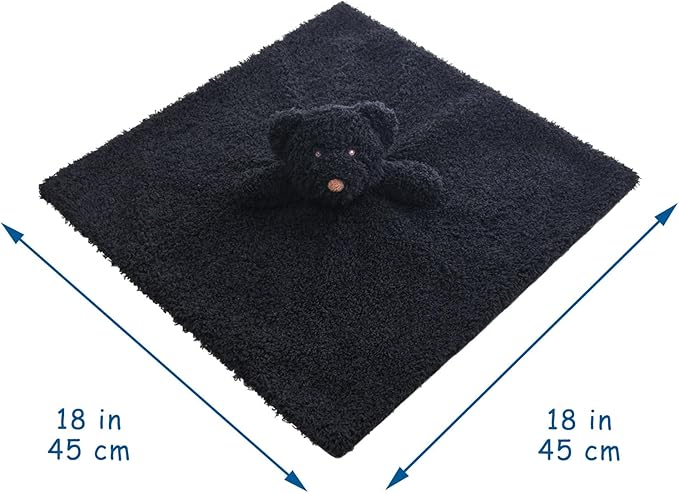 Baby Black Teddy Bear Soft Stuffed Animal Security Blanket, Plush Bear Character Lovey Blanket, Baby Shower/Nursery Gift, Newborn Infant Toddler Snuggle Blankie for Boys Girls, 18 Inches