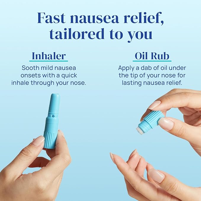 Nausea Relief Inhaler - Take Control of Motion Sickness, Morning Sickness, Medication, Stress - Fast, Natural, Drug-Free, Non-Drowsy & Portable Travel Essential - Pack of 4 Inhalers