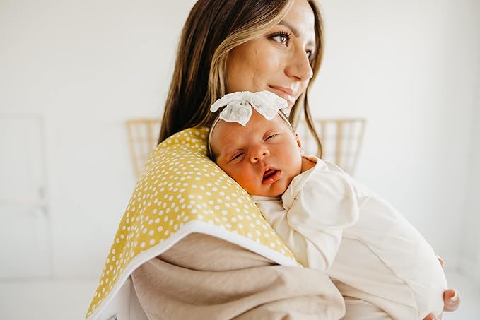 Copper Pearl Premium Baby Burp Cloths - 3-Pack Large Cotton Burp Cloths, Extra Soft Spit Up Rags with 3 Absorbent Layers, Perfect for Baby Girl Gifts (21" x 10" Size, Lemon Set)