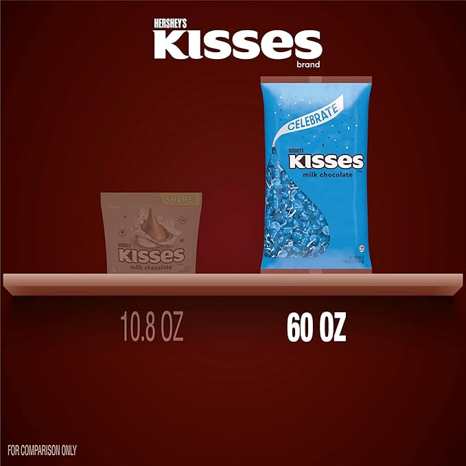 HERSHEY'S KISSES Milk Chocolate Candy Bulk Bag, 60 oz