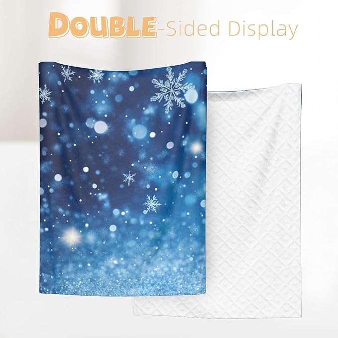 Baby Blanket Snowflake Blue Winter Christmas Pattern for Boy Girl Newborn 30x40 Inch Toddler Infant Nursery Throw Blankets Double Layer Comfy Soft Plush Stroller Crib Quilt