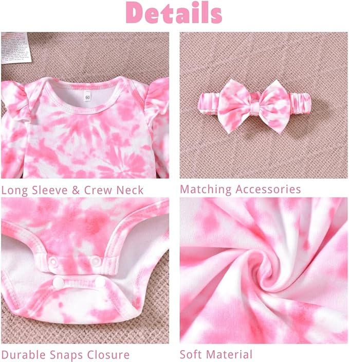 Aalizzwell Preemie Newborn Infant Baby Girls Clothes Ribbed Romper Bodysuit Pants Set Fall Winter Outfits