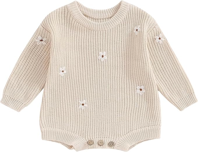 FYBITBO Baby Girl Boy Sweater Knit Oversized Pullover Sweatshirt Romper Onesie Warm Fall Winter Clothes Outfit Newborn
