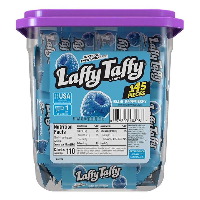 Laffy Taffy Candy, Blue Raspberry Flavored, Individually Wrapped Candy (145 Pieces)