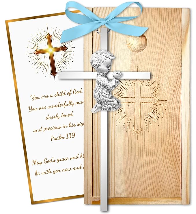 Baptism Gifts for Boys & Girls,First Communion Gifts for Kids,Christening Baby Shower Party 6in Praying Cross