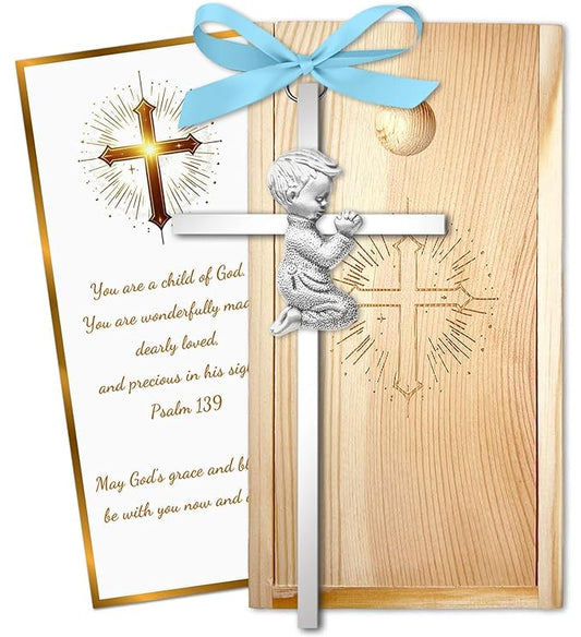 Baptism Gifts for Boys & Girls,First Communion Gifts for Kids,Christening Baby Shower Party 6in Praying Cross