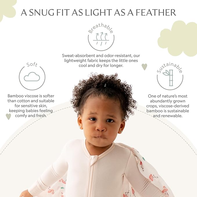 Bamboo Little Soft Baby Footie Pajamas, Baby Clothes, Newborn Sleepers, 95% Viscose and 5% Spandex, 0-24 Months