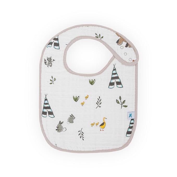 Little Unicorn Premium Classic Bib 3 pack | Adjustable as baby grows | Soft fabric on skin | Great for first time eaters (Forest Friends 2)