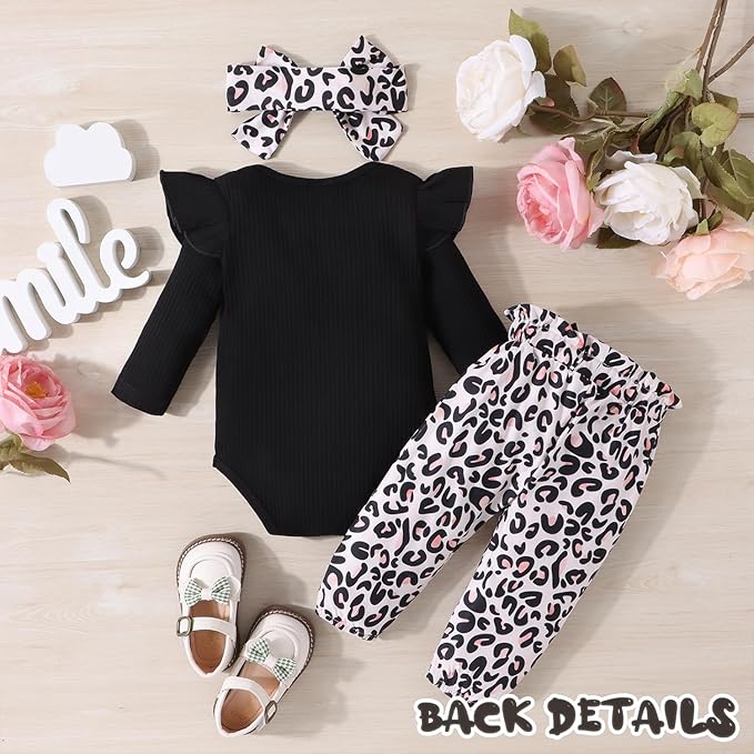 GDTOGRT Baby Girl Clothes Newborn Infant Outfits Ruffle Romper+ Floral Pants + Cute Headband Sets for Girls
