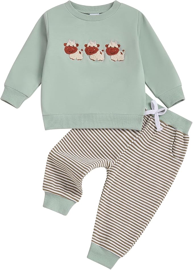 CIYCUIT Toddler Baby Boy Outfits Striped Sweatshirt Pants Clothes Set