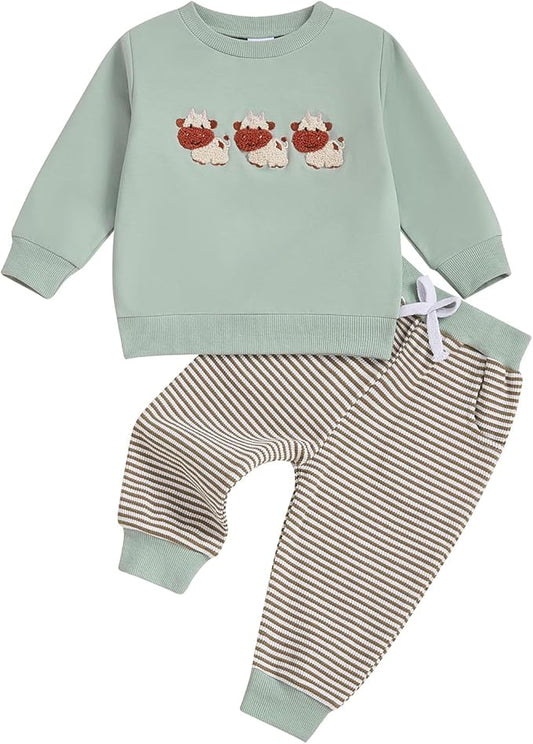 CIYCUIT Toddler Baby Boy Outfits Striped Sweatshirt Pants Clothes Set