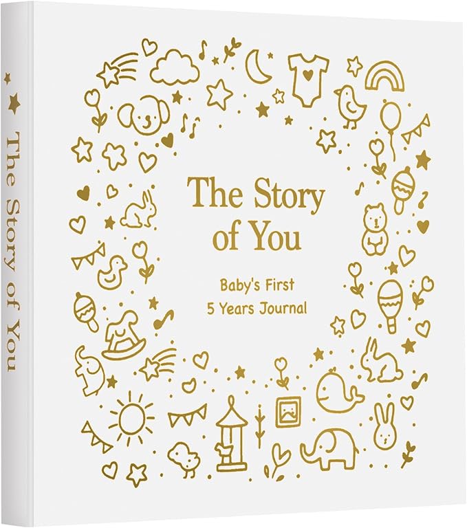 Baby Memory Book First 5 Year Boy or Girl Keepsake Journal Photo Albums Scrapbook, Gifts for Baby Shower First Time Mom New Parents (Toy - White)