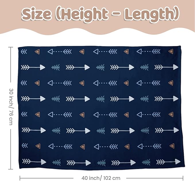 SANDJEST Kid Blanket for Boys with Double Layer Dotted Backing - Arrows Printed 30 x 40 Receiving Blankets Kids Gift for Birthday