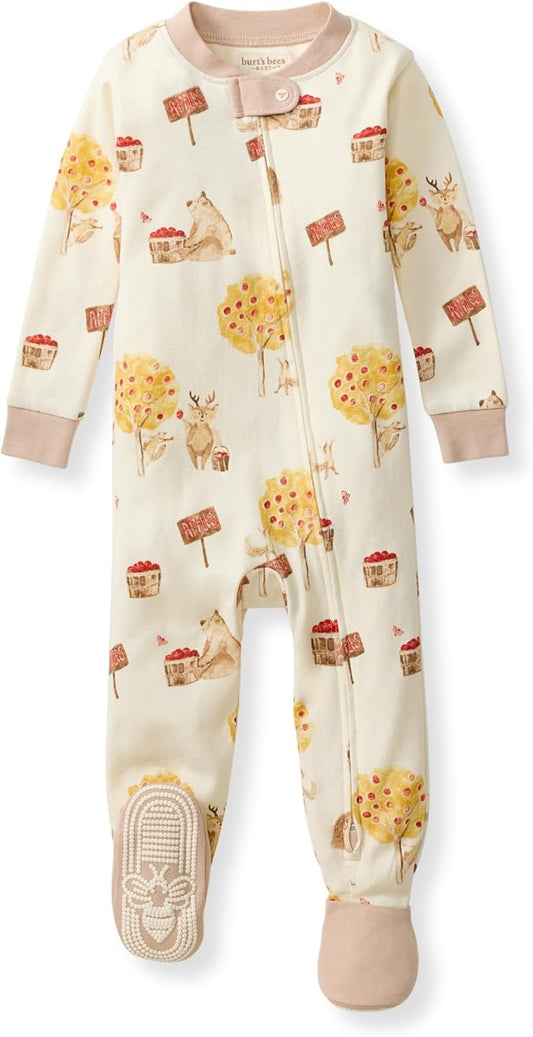 Burt's Bees Baby baby-boys Boys Sleeper Pjs, 100% Organic Cotton, One-piece Footie, Zip Up Jumpsuit, Snug Fit Pajamas