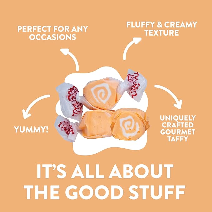 Taffy Town Saltwater Taffy, Orange Cream, 2.5Lb