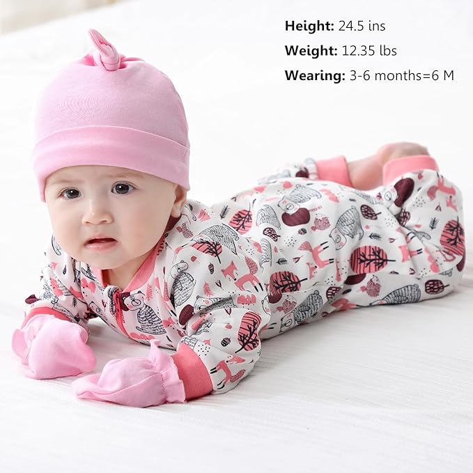Newborn Baby 2-way Zipper Romper Cotton One-piece Jumsuit 3-pack, 0-24 Months