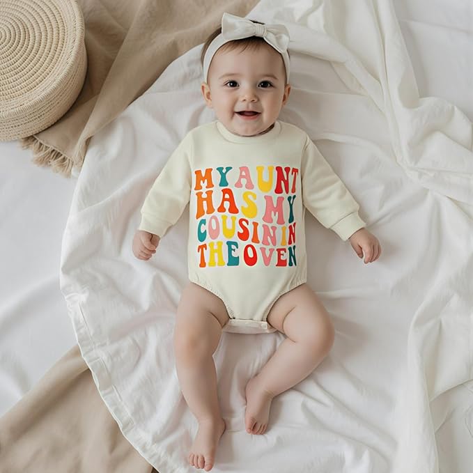 Kupretty Baby Boy Girl Sweatshirt Romper Cute Winter Fall Clothes Siblings Crew Neck Long Sleeve Bubble Infant Bodysuit