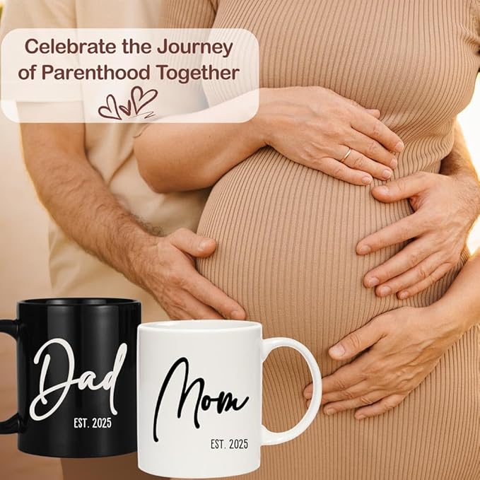 Breezy Valley Gender Reveal Baby Shower Gifts for New Parents, New Mom and Dad Gifts Mugs Est 2025, First Time Parents Gifts, Pregnancy Gifts for Expecting Mom and Dad to Be, Baby Gift Set Basket