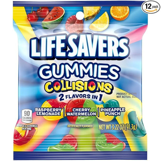 LIFE SAVERS Collisions Gummy Candy, 3.22 oz Bag (Pack of 12)
