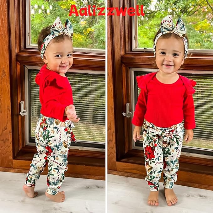 Aalizzwell Preemie Newborn Infant Baby Girls Clothes Ribbed Romper Bodysuit Pants Set Fall Winter Outfits